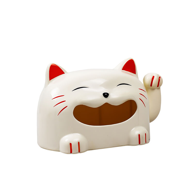 Cat-Shaped Tissue Box - Durable PP Tissue Holder for Home & Office (Yellow or White)