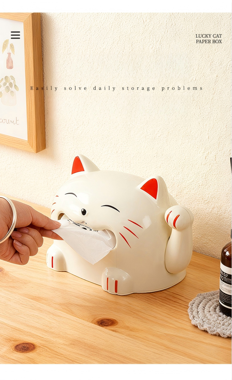 Cat-Shaped Tissue Box - Durable PP Tissue Holder for Home & Office (Yellow or White)