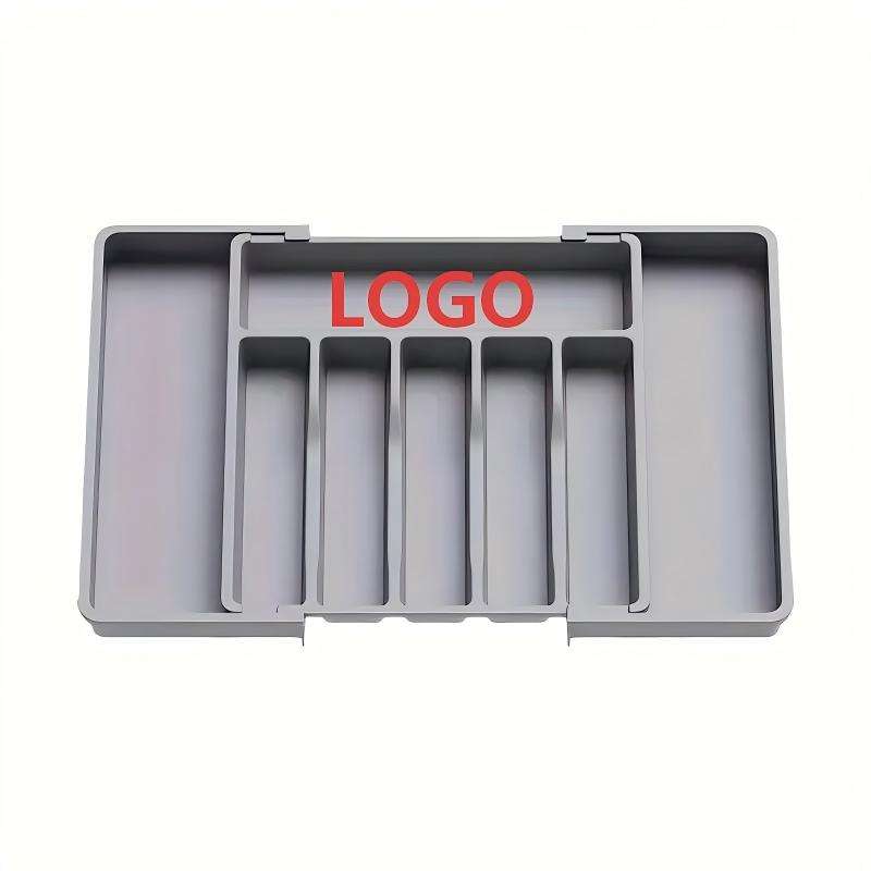 Extendable Square PP Kitchen Drawer Organizer for Cutlery, 58 x 16 x 4 cm