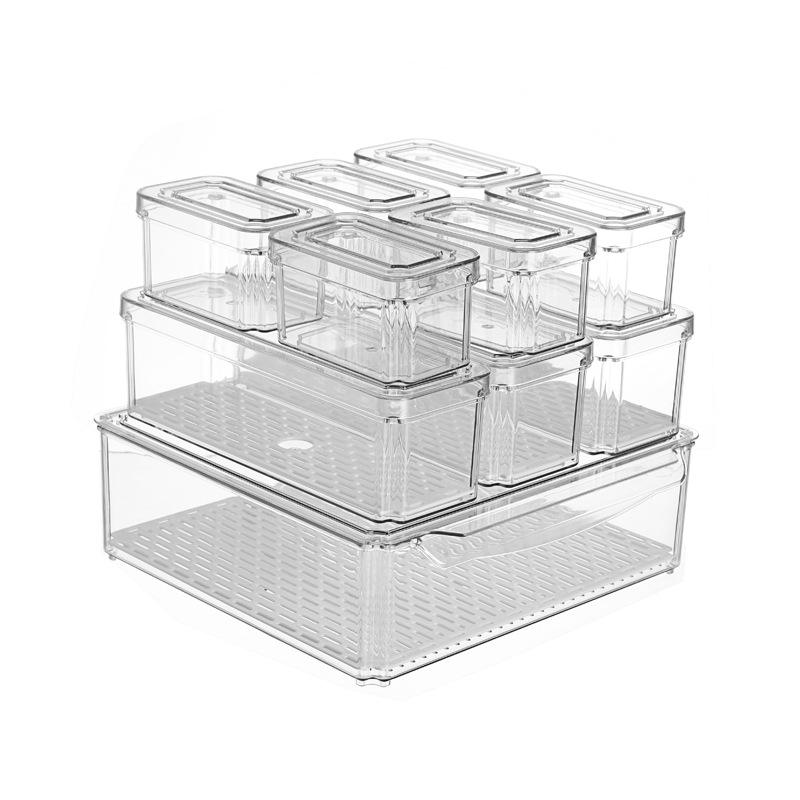 Transparent PET Kitchen Storage Container Set - 3 Sizes, Refrigerator Organizer