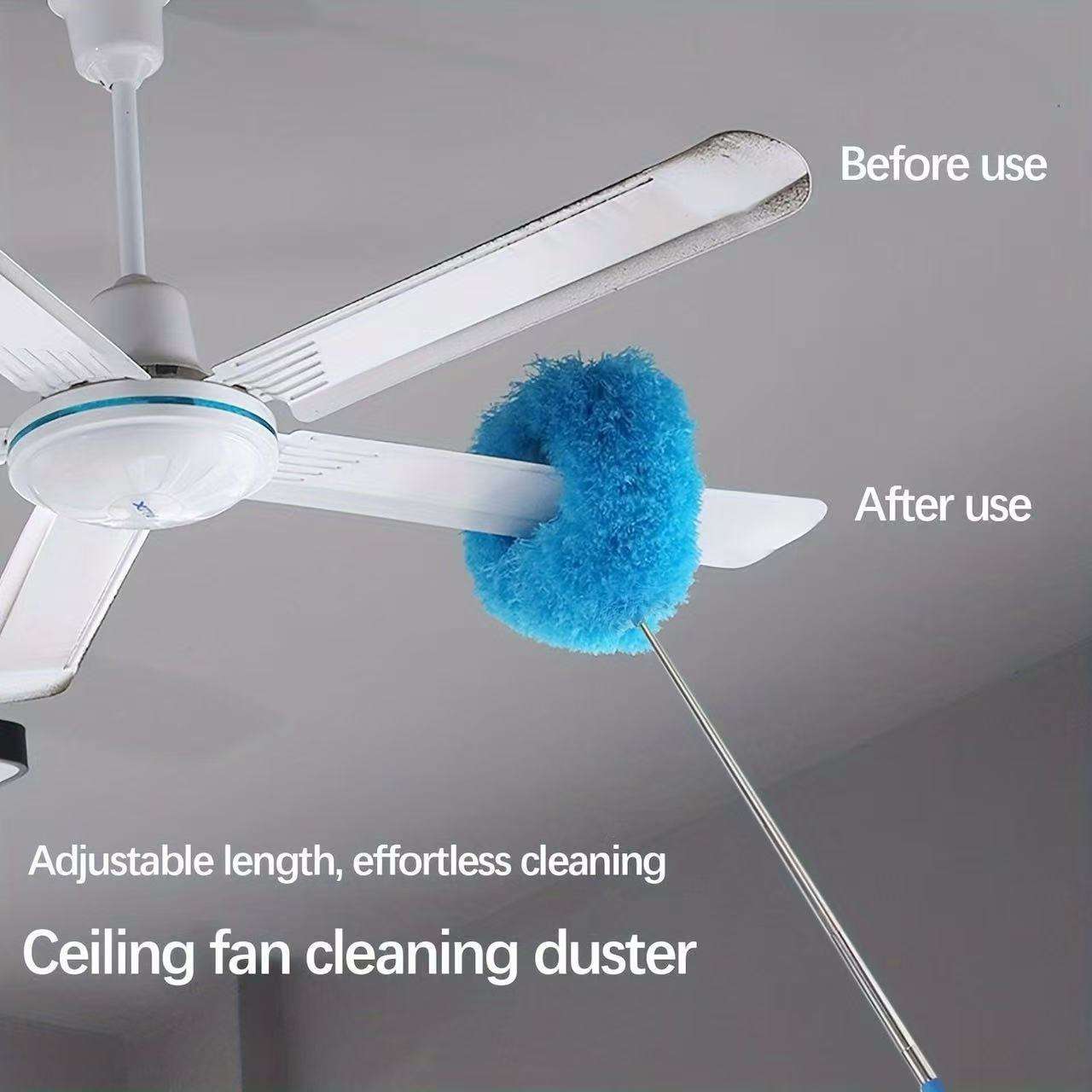 Ceiling Fan Cleaning Duster with Flexible Telescopic Pole and Steel Handle