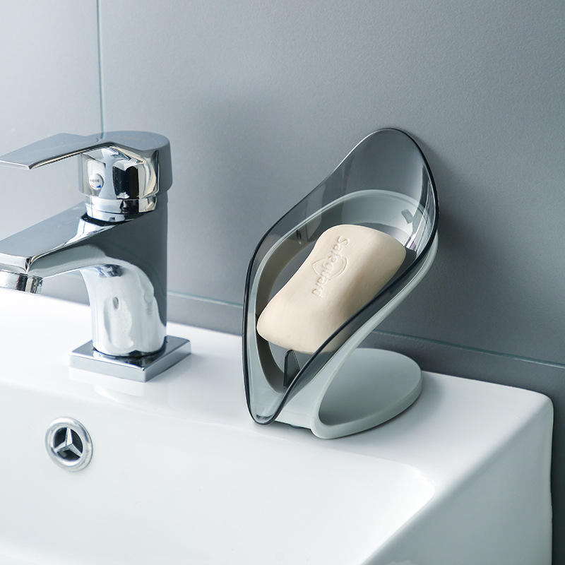 Leaf-Shaped Self-Draining Soap Dish with Suction Mount - Eco-Friendly Holder