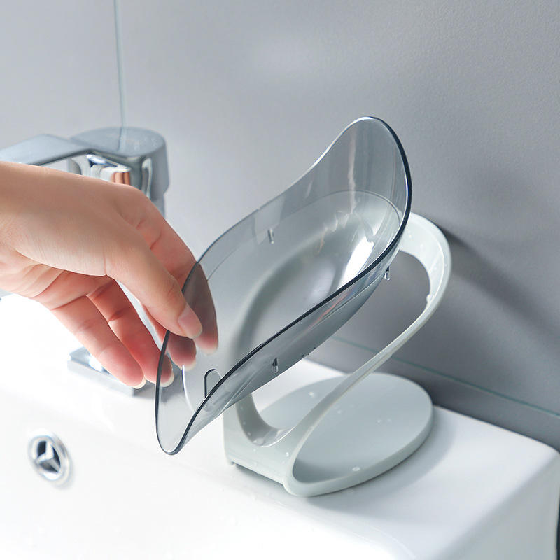 Leaf-Shaped Self-Draining Soap Dish with Suction Mount - Eco-Friendly Holder