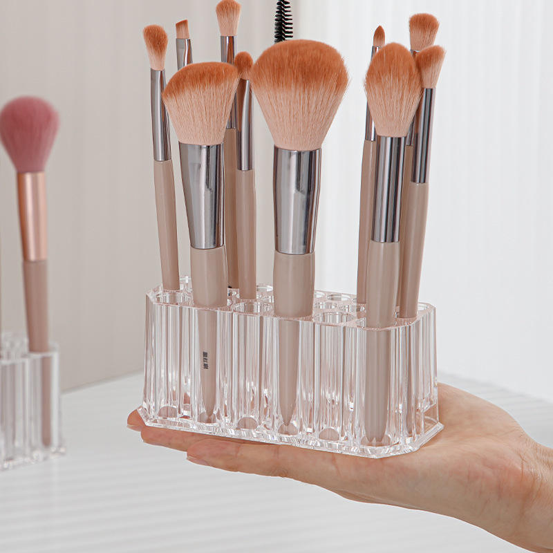 26-Hole Transparent Makeup Brush Holder - Eyebrow and Eyeliner Display Stand