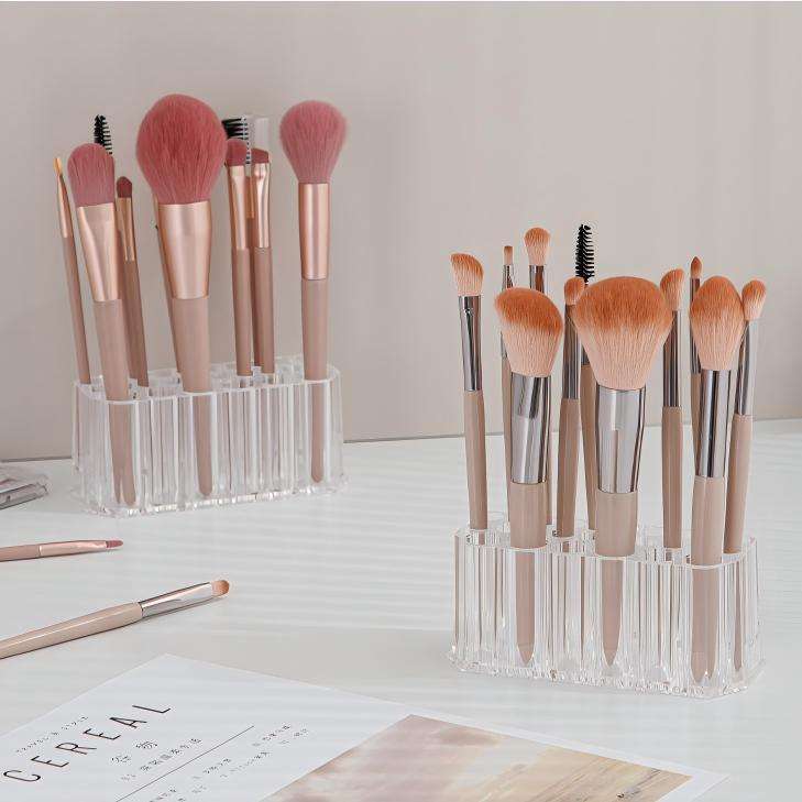 26-Hole Transparent Makeup Brush Holder - Eyebrow and Eyeliner Display Stand