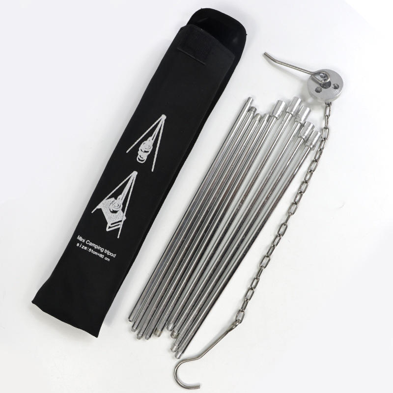 Stainless Steel Telescopic Cooking Tripod - Camping Bonfire Pot Hanger