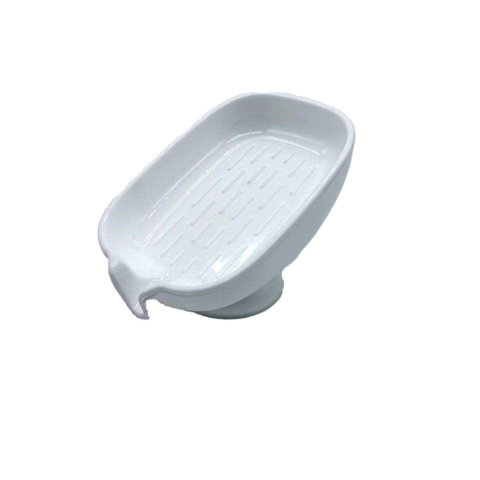 Single-Layer Plastic Soap Dish with Suction Mount and Drainage Holes